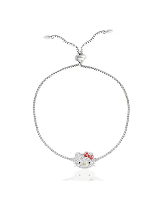 Sanrio Hello Kitty Officially Licensed Authentic Pave Hello Kitty Face Lariat Bracelet