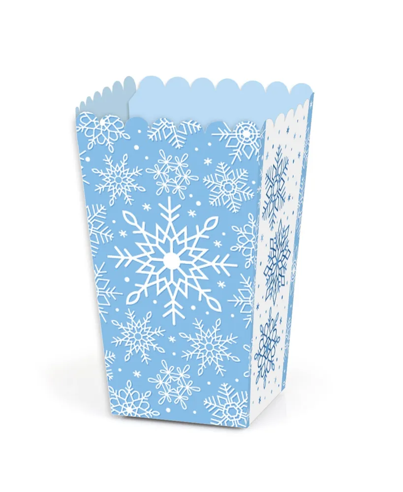 Big Dot Of Happiness Blue Snowflakes - Winter Holiday Party Favor Popcorn  Treat Boxes - Set of 12
