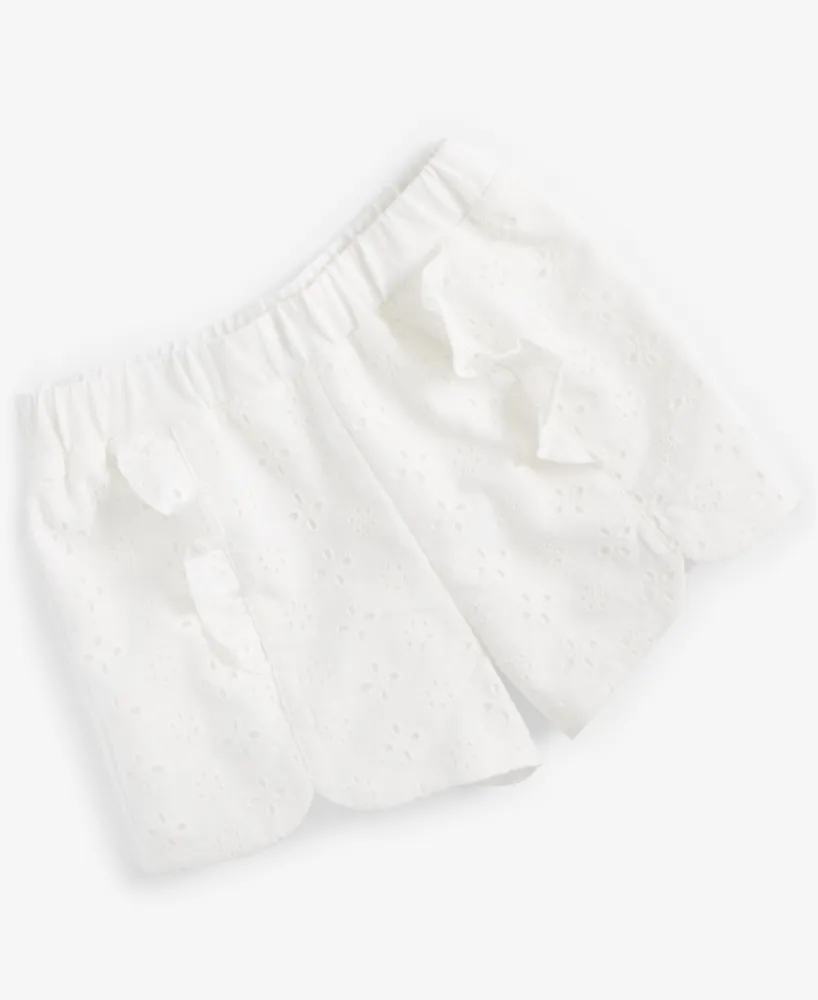 First Impressions Baby Girls Eyelet Ruffle Cotton Shorts, Created for Macy's