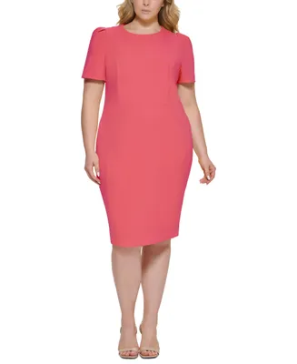Calvin Klein Plus Short-Sleeve Scuba Crepe Dress