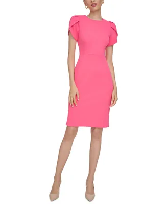 Calvin Klein Women's 3/4-Sleeve Asymmetric Sheath Dress - Macy's