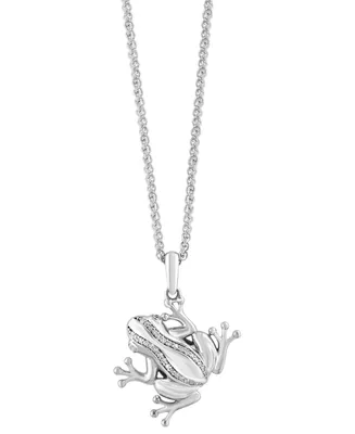 Effy Diamond Frog 18" Pendant Necklace (1/8 ct. t.w.) in Sterling Silver