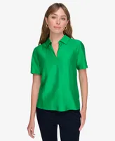 Tommy Hilfiger Women's Satin Collared Popover Blouse