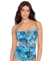 Lauren Ralph Women's Printed Ruched Tankini Top