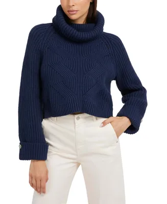 Guess Women's Lois Cable-Knit Turtleneck Sweater