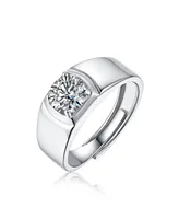 Stella Valentino Father's day special: Sterling Silver White Gold Plated with 1ct Round Lab Created Moissanite Flush Set Solitaire Engagement Men Wome