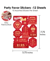 Lunar New Year 2024 Year of the Dragon Favor Sticker Set 12 Sheets 120 Stickers