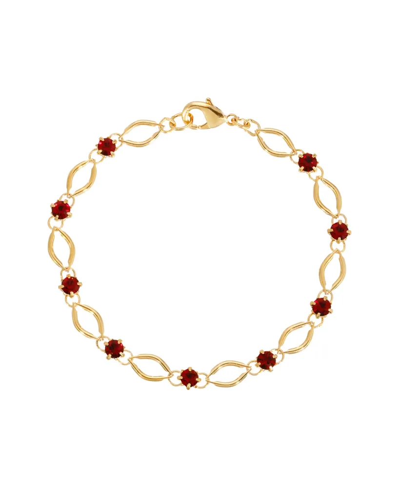 2028 Red Crystal Gold-Tone Link Bracelet