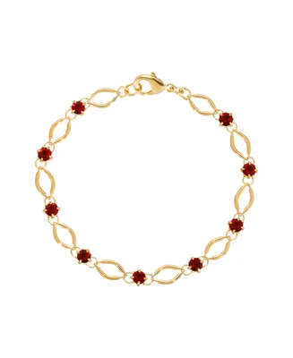 2028 Red Crystal Gold-Tone Link Bracelet