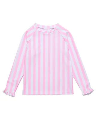 Toddler, Child Girl Pink Stripe Ls Rash Top