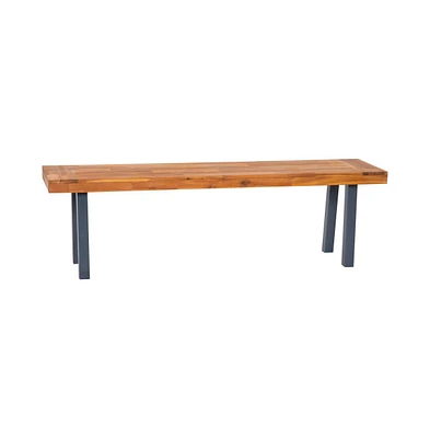 Tokar Rustic Acacia Wood Bench With Seating For Two, Flared Wooden Legs And Slatted Surface For Indoor And Outdoor Use