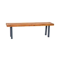 Tokar Rustic Acacia Wood Bench With Seating For Two, Flared Wooden Legs And Slatted Surface For Indoor And Outdoor Use