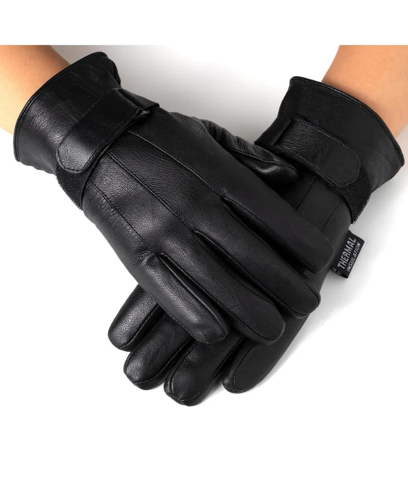 Alpine Swiss Mens Gloves Dressy Genuine Leather Warm Thermal Lined Wrist Strap