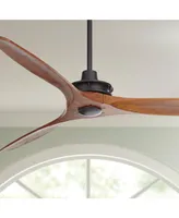 52" Windspun Rustic Farmhouse 3 Blade Indoor Ceiling Fan with Remote Control Matte Black Walnut Solid Wood for Living Kitchen House Bedroom Family Din