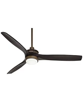 52" Windspun Rustic Farmhouse 3 Blade Indoor Ceiling Fan with Dimmable Led Light Remote Control Oil Rubbed Bronze Matte Black Wood for Living Kitchen