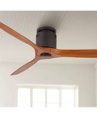 52" Windspun Rustic Farmhouse 3 Blade Indoor Hugger Ceiling Fan with Remote Control Matte Black Walnut Solid Wood for Living Kitchen House Bedroom Fam