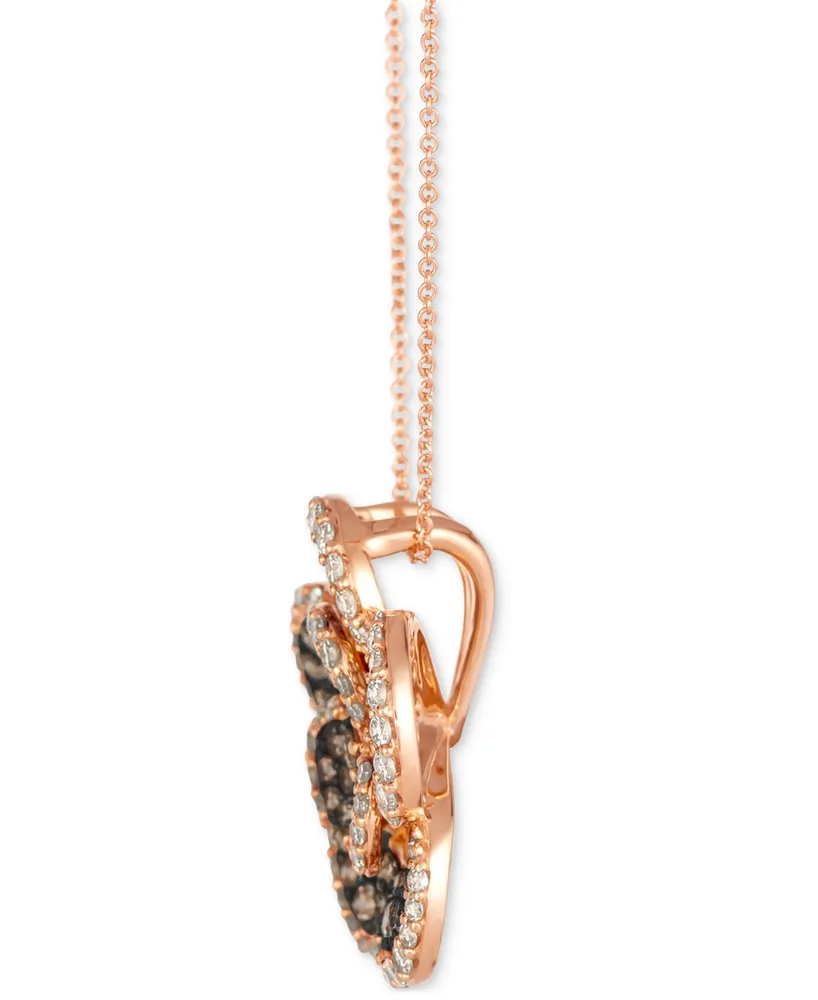 Le Vian Chocolate Diamond & Nude Diamond Flower Adjustable 20" Pendant Necklace (2-1/3 ct. t.w.) in 14k Rose Gold
