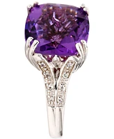 Amethyst (5 ct. t.w.) & White Topaz (1/10 ct. t.w.) Split Shank Ring in Sterling Silver