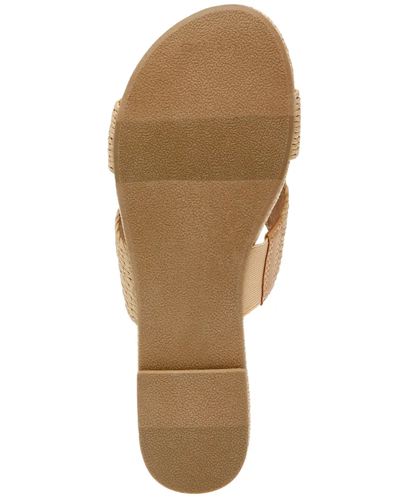 Dv Dolce Vita Women's Geeya Raffia Criss Cross Strap Flat Slide Sandals