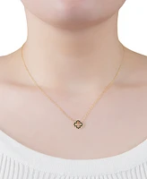 Giani Bernini Simulated Black Spinel Open Clover Pendant Necklace (1/2 ct. t.w.) in 18k Gold-Plated Sterling Silver, 16" + 2" extender, Created for Ma