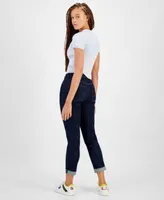 Calvin Klein Jeans Womens Ribbed Quarter Button Polo Shirt Mid Rise Tapered Slim Jeans