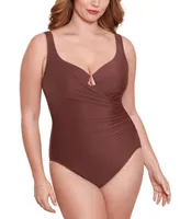 Miraclesuit Plus Escape Underwire Allover-Slimming Wrap One-Piece Swimsuit