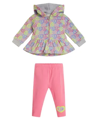 Guess Baby Girls Zip Up Top and Jersey Leggings, 2 Piece Set