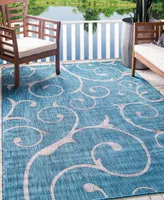 Bayshore Home Outdoor Pashio Pas7 Teal 7' x 10' Area Rug