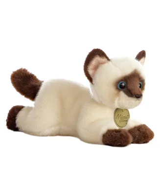 Aurora Small Siamese Cat Miyoni Realistic Plush Toy Brown 8"