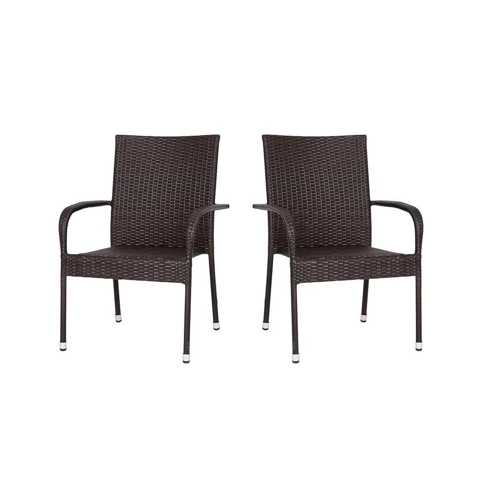 Sala Stacking All-Weather Wicker Wrapped Powder Coated Steel Patio Club Chairs For Indoor And Outdoor Use