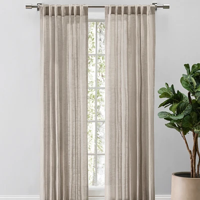 Grace Sheer Linen Rod Pocket/ Back Tabs Panel Curtains