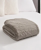 Lucky Brand Embossed Cable Faux Fur Throw Blanket, 50" x 70"