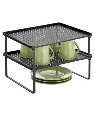 mDesign Metal Kitchen Shelf Stackable Organizer Storage Rack, 2 Pack