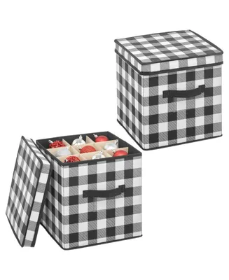 mDesign Square Gift-Wrap or Ornament Storage Box with Handles