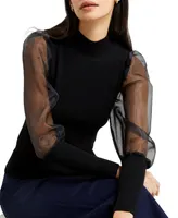 French Connection Women's Organza-Sleeve Sweater Top