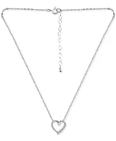 Giani Bernini Cubic Zirconia Open Heart Pendant Necklace Sterling Silver, 16" + 2" extender, Created for Macy's