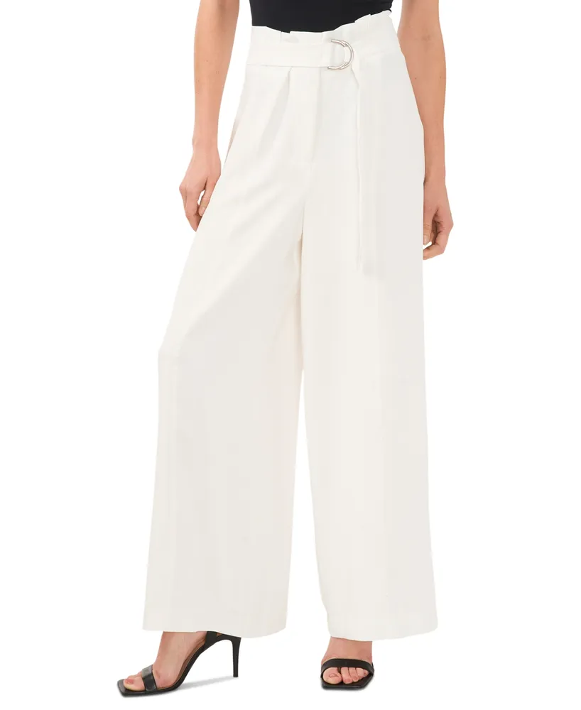 CeCe Women's Belted High Rise Wide Leg Pants