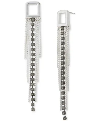 Lucky Brand Two-Tone Crystal & Chain Fringe Statement Earrings