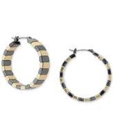 Lucky Brand Two-Tone Medium Chunky Bar Hoop Earrings