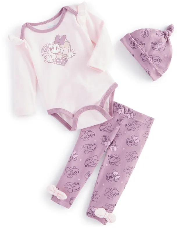 Disney Baby Girls 3-Pc. Minnie Mouse Hat, Bodysuit and Leggings