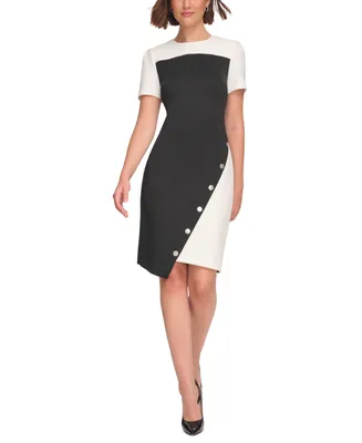 Tommy Hilfiger Petite Color-Blocked Asymmetric Dress