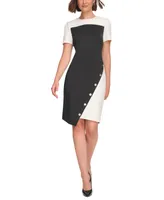 Tommy Hilfiger Petite Color-Blocked Asymmetric Dress