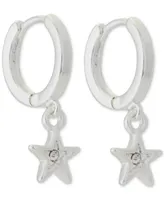 Lucky Brand Tri-Tone 3-Pc. Set Crystal & Star Charm Hoop & Threader Earrings
