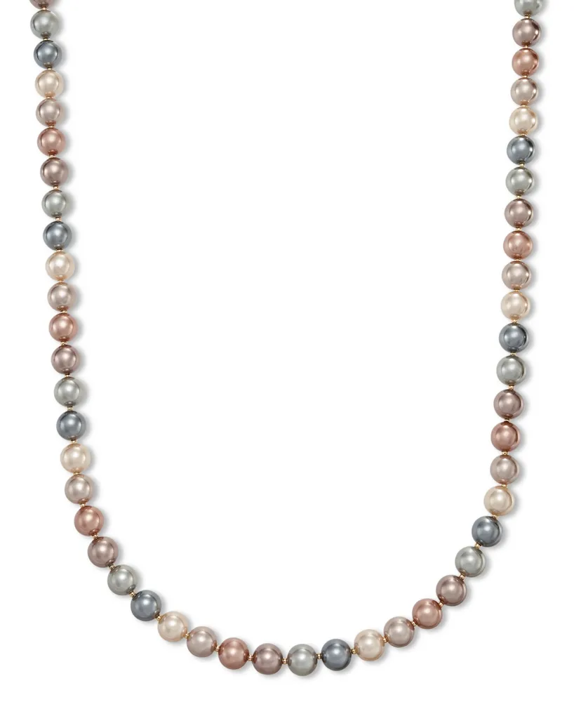 Charter Club | Jewelry | Charter Club Metallic Navy Blue Faux Pearl Beaded Collar  Necklace | Poshmark