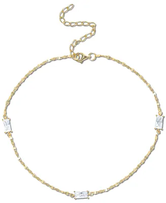 Giani Bernini Cubic Zirconia Station Mirror Link Ankle Bracelet in 18k Gold-Plated Sterling Silver, Created for Macy's