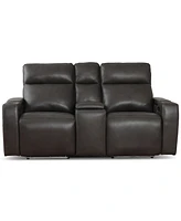 Greymel 74" Zero Gravity Leather Loveseat with Console and Power Headrests, Created for Macy's