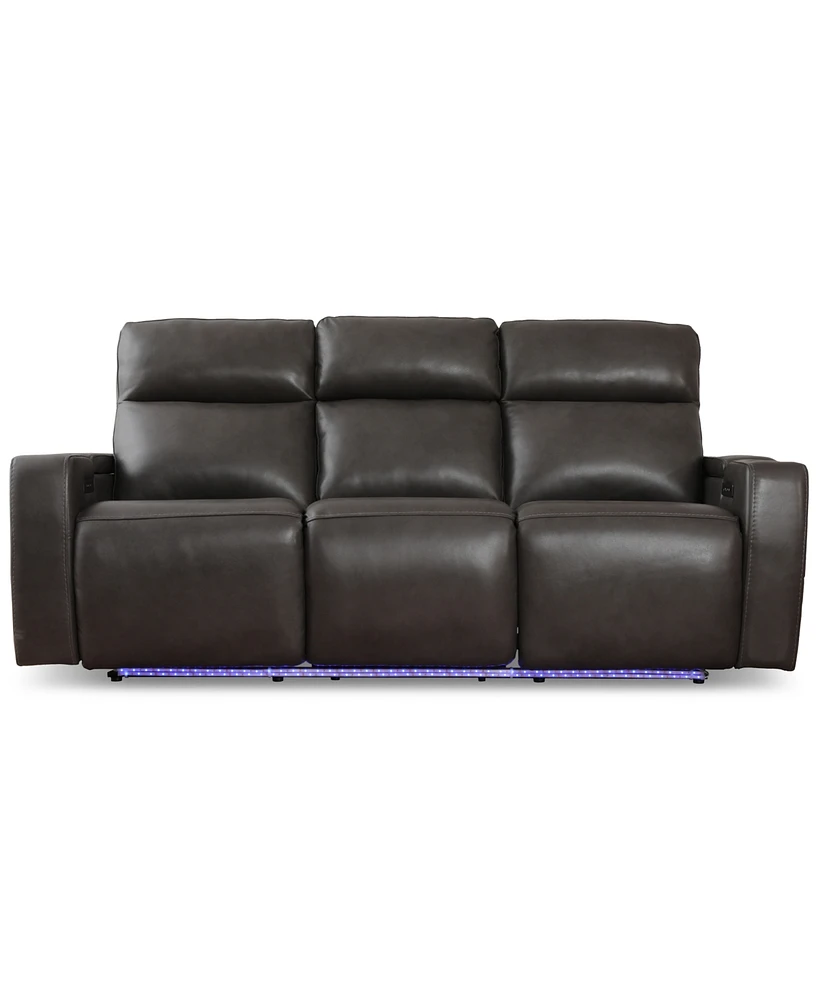 Greymel 84" Zero Gravity Leather Sofa with Power Headrests, Created for Macy's