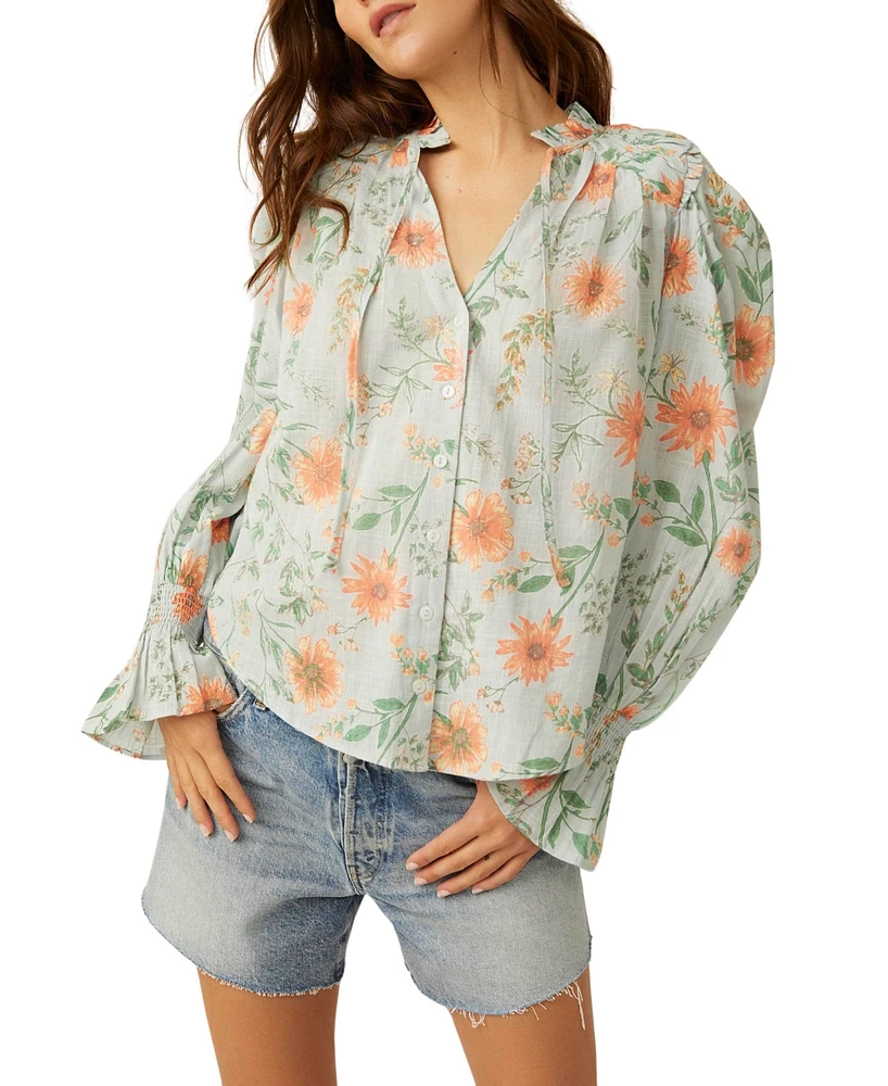 Free People Women's Meant To Be Ruffled Cotton Blouse