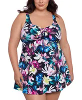 Swim Solutions Plus Floral-Print Dress, Created for Macy's