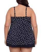 Swim Solutions Plus Size Dotted Princess Seam Hi Lo Tankini Swim Skirt Created For Macys